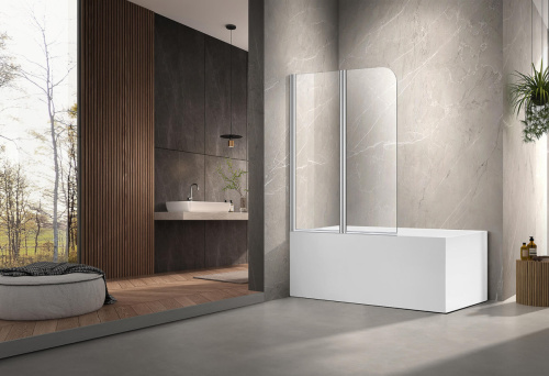 Душевая шторка на ванну Aquatek ДЕЛЬТА AQ DEL SBA 10015CH 100х150 стекло прозрачное профиль хром ориентация универсальная - фото 2